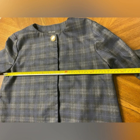Zara Basic  tartan plaid bell sleeve cape jacket preppy chic career size Small - Picture 10 of 12